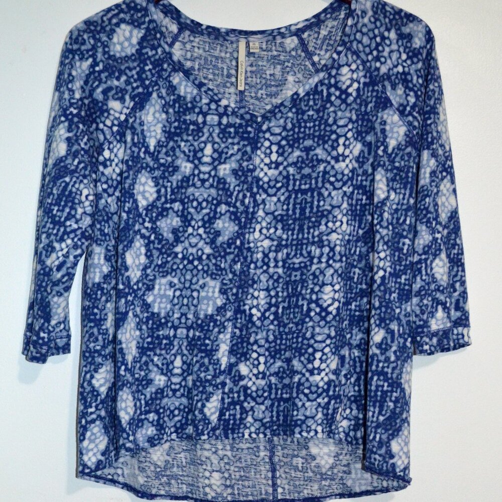 Calvin Klein Women’s Top M Blue Casual  Vacation